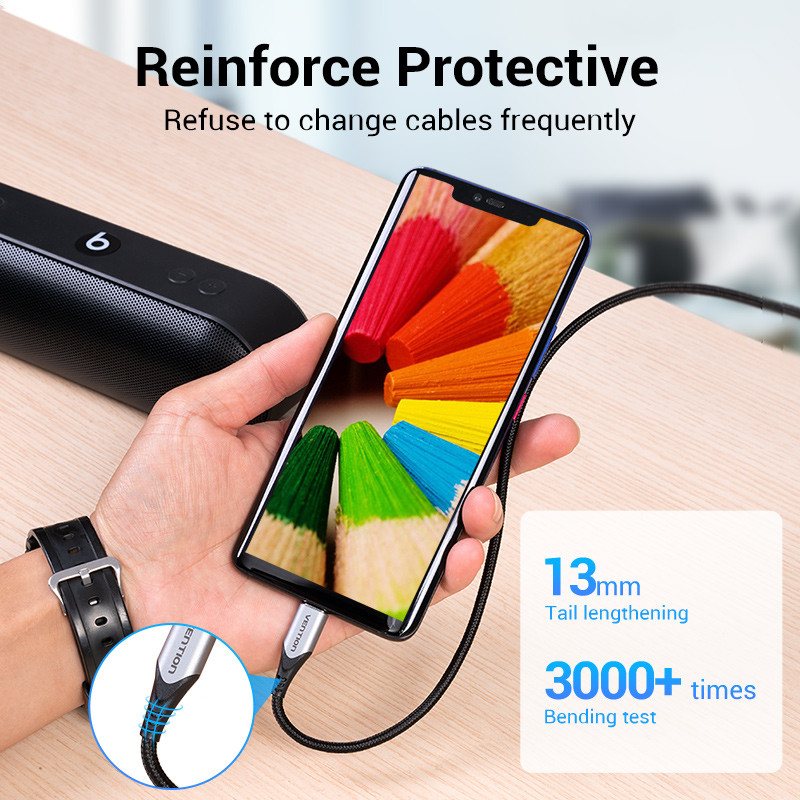 Vention 2 pakiranja USB C kabela 3A USB Type C kabela za Samsung S21 Xiaomi Huawei Type-C kabel za punjenje Telefonski dodaci Tip C kabel