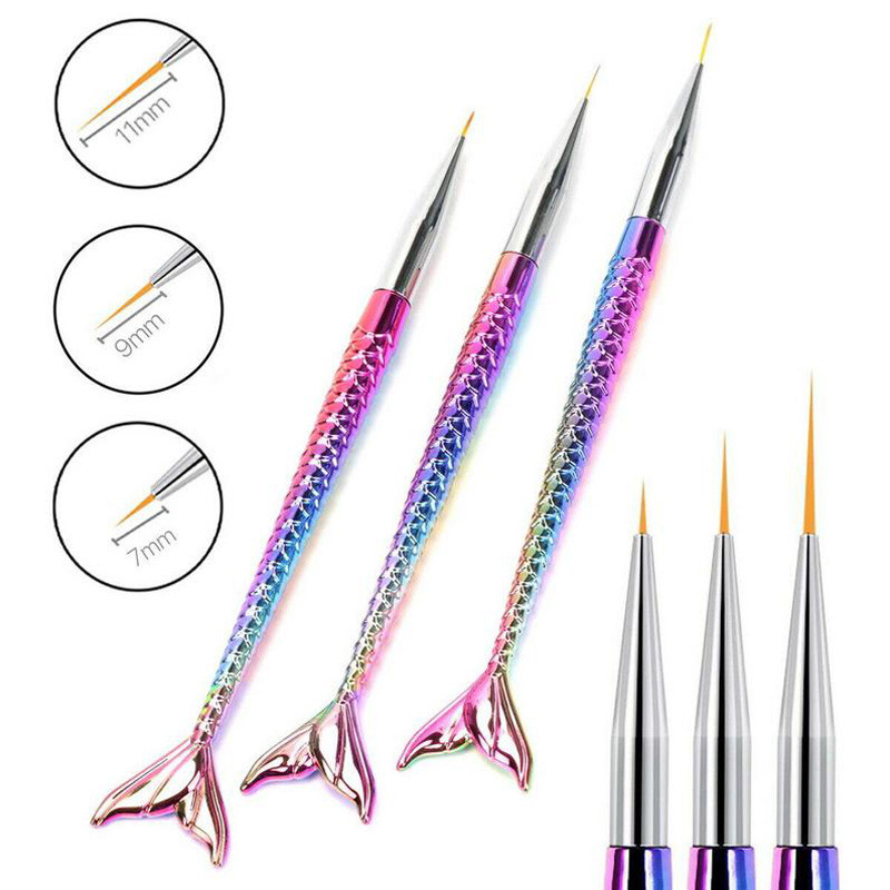3Pcs/7Pcs Nail Art Brushes 7PCS X Professional Nylon Nail Art Brush Set (Liners, Detailers, Stripers, Ombre Brush)Nail Art Brush