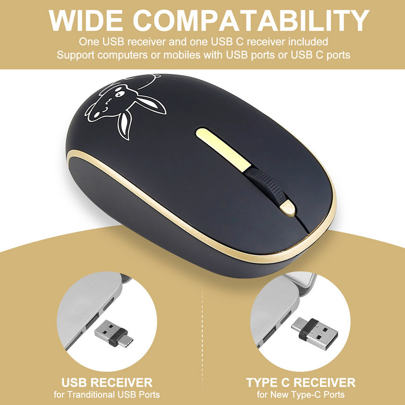 Mouse fără fir HKZA 2.4GHZ tip C Mouse USB C pentru Macbook Pro USB cu zgomot redus Computer ergonomic Mouse silențios PC Accesorii laptop