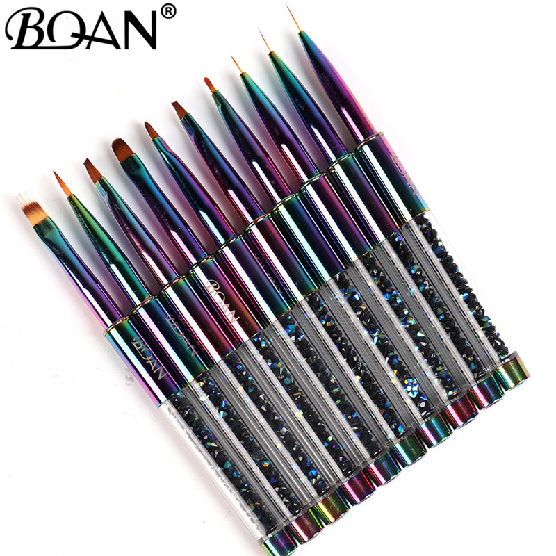 BQAN Gel Brush Körömkefe Köröm Art Ecset Vonal Festés Ecsetek Kristály Akril Vékony bélés Rajztoll Manikűr Eszközök UV Gél