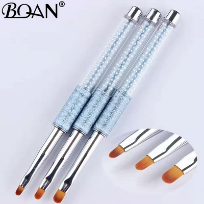 BQAN #4#6#8 Nail Art Plavi biserni ovalni kist Četkica za francuske nokte s akrilnim svjetlucavim gel-lakom.