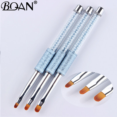 BQAN #4#6#8 Nail Art Blue Pearl ovális ecset akril csillogó géllakk bevonat hosszabbító 3D vonalrács szirom francia körömkefe