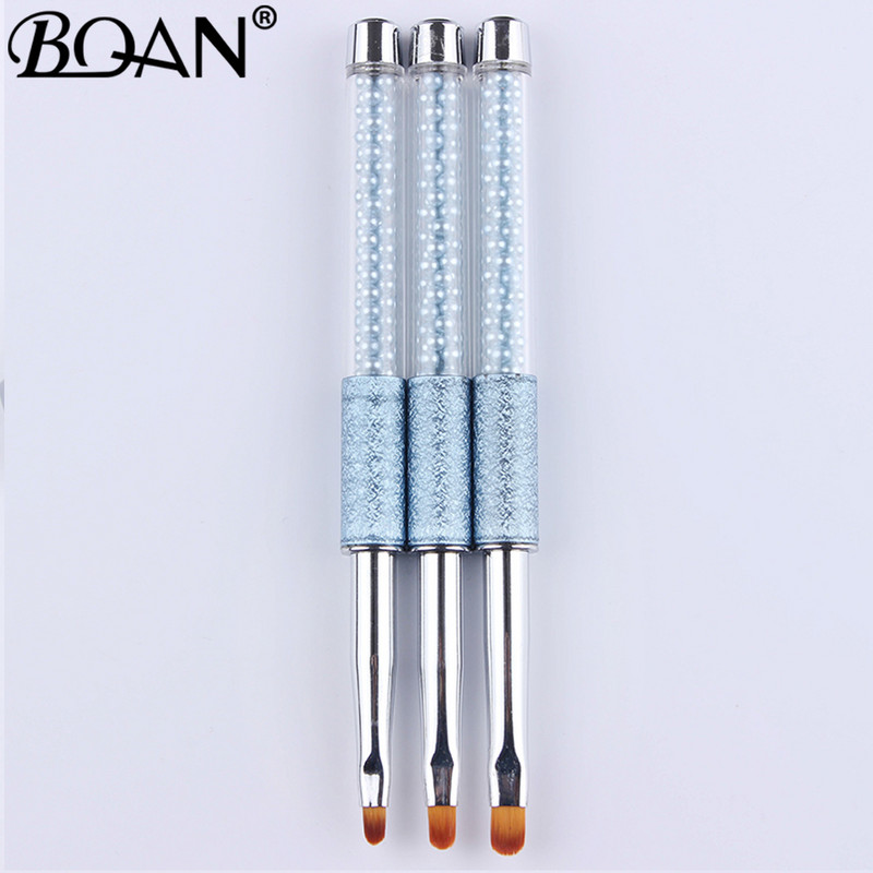 BQAN #4#6#8 Nail Art Blue Pearl ovális ecset akril csillogó géllakk bevonat hosszabbító 3D vonalrács szirom francia körömkefe