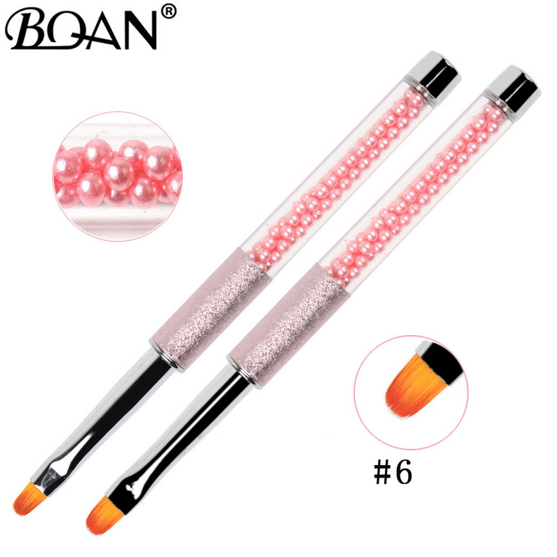 BQAN #4#6#8 Nail Art Blue Pearl ovális ecset akril csillogó géllakk bevonat hosszabbító 3D vonalrács szirom francia körömkefe