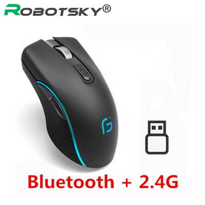 Punjivi računalni miš Dual Mode Bluetooth 4.0 +2.4 Ghz bežični Mause 2400DPI optički igrački miš Gamer miševi za PC prijenosno računalo