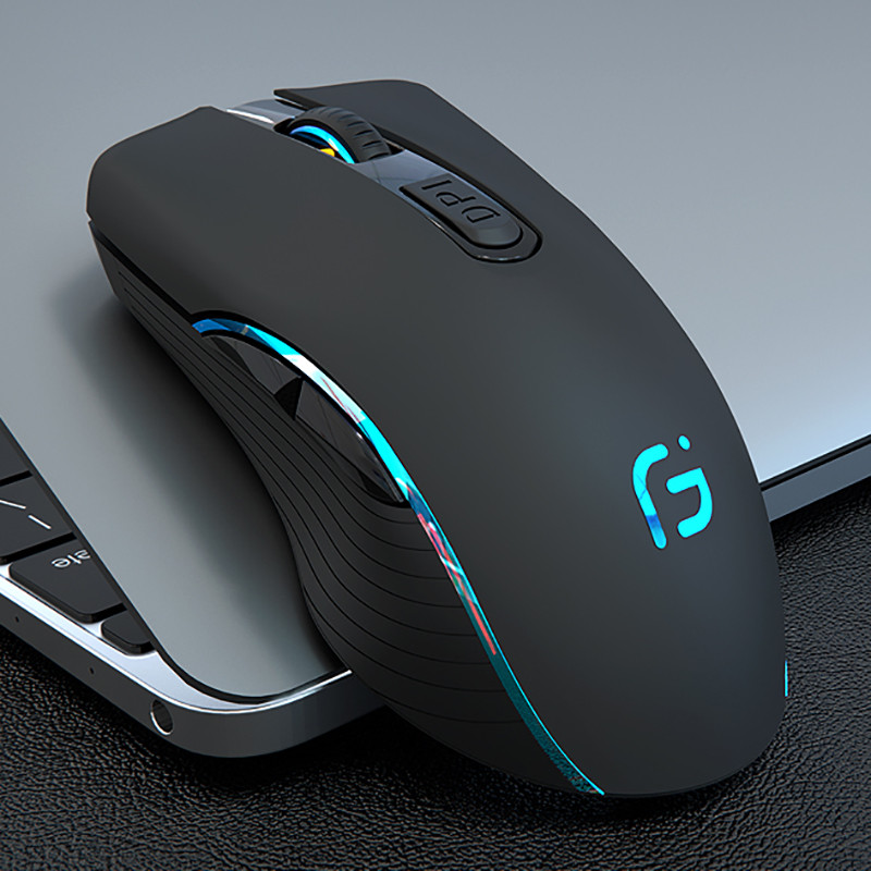 Įkraunama kompiuterio pelė Dviejų režimų Bluetooth 4.0 +2.4Ghz belaidė Mause 2400DPI optinė žaidimų pelė, skirta nešiojamam kompiuteriui