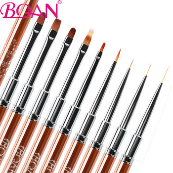 BQAN Rose Gold Βούρτσα νυχιών UV Gel Brush Extension Liner Painting Brush Lines Liner Βούρτσα σχεδίασης Nails στυλό Maincure Nail Art Εργαλείο