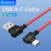 ORICO pravouhlý ohyb pre telefóny s USB TYPE C, nabíjací kábel USB pre Samsung Galaxy S8 Note 8, OnePlus 2, pre Xiaomi 4C USB-C