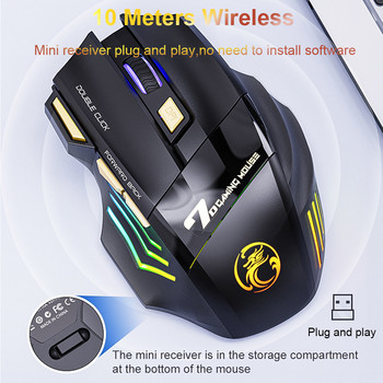 GW-X7 RGB Ασύρματο ποντίκι 2,4 Ghz Gamer Ποντίκι υπολογιστή Εργονομικό ποντίκι παιχνιδιού Επαναφορτιζόμενο ποντίκι USB Ποντίκι για φορητό υπολογιστή