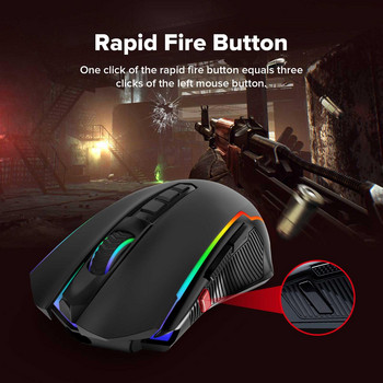 Redragon Gaming Mouse M910-KS RANGER LITE USB-C кабелна 2.4G безжична мишка за геймъри, RGB подсветка, 8000 DPI, програмируем бутон