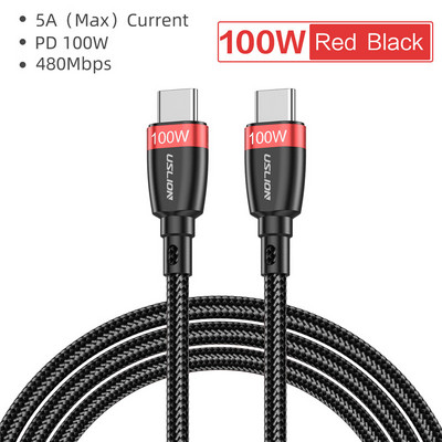 USLION 100 W USB C-C-tüüpi USB kaabel Xiaomi 12 Pro Samsung Huawei kiirlaadimise 4.0 PD kiirlaadimise jaoks MacBook Pro sülearvuti jaoks