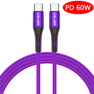 USLION 100 W USB C-C-tüüpi USB kaabel Xiaomi 12 Pro Samsung Huawei kiirlaadimise 4.0 PD kiirlaadimise jaoks MacBook Pro sülearvuti jaoks