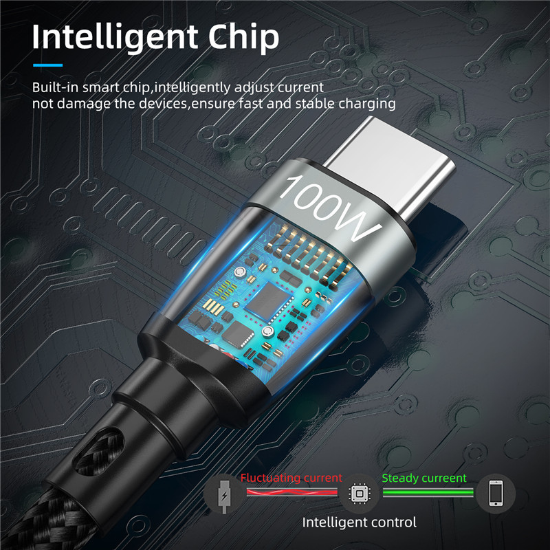 USLION 100 W USB C-C-tüüpi USB kaabel Xiaomi 12 Pro Samsung Huawei kiirlaadimise 4.0 PD kiirlaadimise jaoks MacBook Pro sülearvuti jaoks