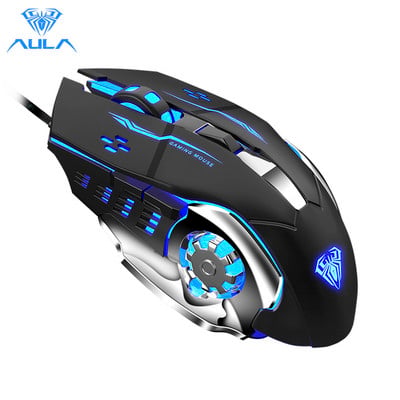 AULA S20 Professzionális Gaming Mouse 2400 DPI Állítható USB Vezetékes Háttérvilágítású Ergonomikus Optikai LED Egér Számítógépes Laptop PC-hez