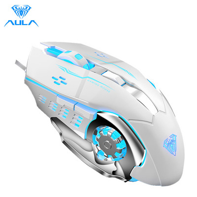 AULA S20 Professzionális Gaming Mouse 2400 DPI Állítható USB Vezetékes Háttérvilágítású Ergonomikus Optikai LED Egér Számítógépes Laptop PC-hez