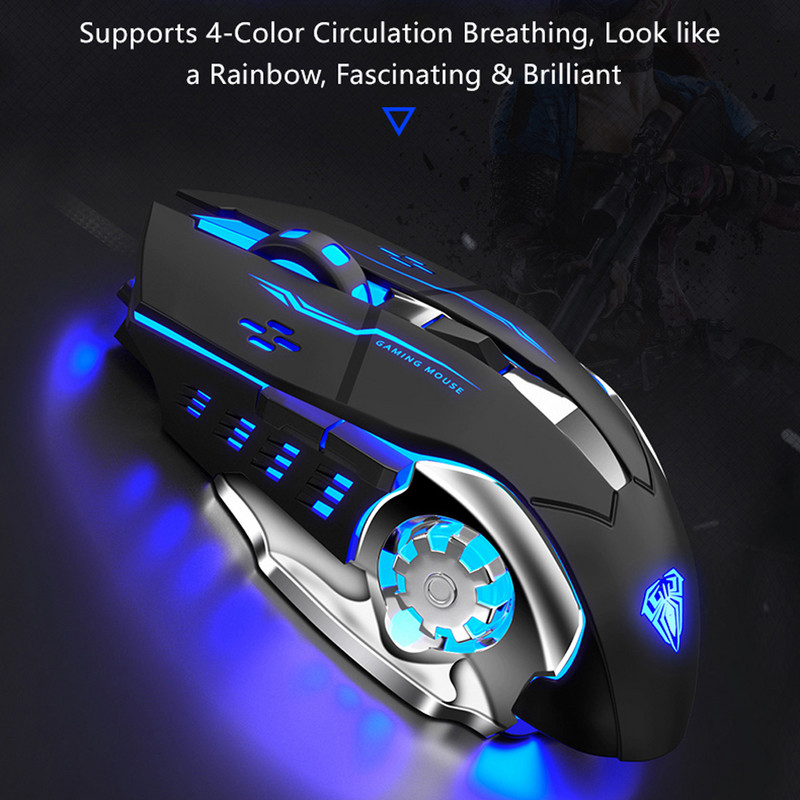 AULA S20 Professzionális Gaming Mouse 2400 DPI Állítható USB Vezetékes Háttérvilágítású Ergonomikus Optikai LED Egér Számítógépes Laptop PC-hez