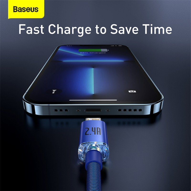 Baseus 2.4A USB kábel iPhone 13 12 11 Pro Max X XR 8 7 gyorstöltő telefontöltő kábel iPadhez USB töltő adatkábel