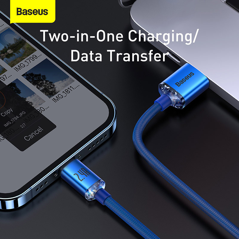 Baseus 2.4A USB kábel iPhone 13 12 11 Pro Max X XR 8 7 gyorstöltő telefontöltő kábel iPadhez USB töltő adatkábel