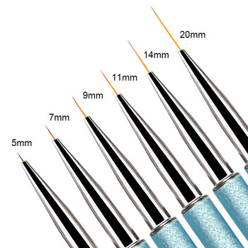 5/7/9/11/14/20 χιλιοστά Nail Art Liner Brushes for Manicure Ακρυλικό με λεπτή γραμμή σχεδίασης λουλουδιών Εργαλεία ζωγραφικής στυλό σχεδίου UV gel brush