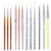 3db/szett Nail Art akril francia csíkos körömdíszítő bélés 3D tippek manikűr Ultravékony vonalú rajztoll UV gél ecsetek festőeszköz