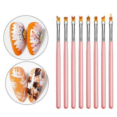 3/5/8 vnt. prancūziško juostelių dizaino nagų dailės įdėklų šepetėlis krištolinis akrilinis UV gelio šepetėlis 3D patarimai manikiūro linijos piešimo rašiklio dažymo įrankis