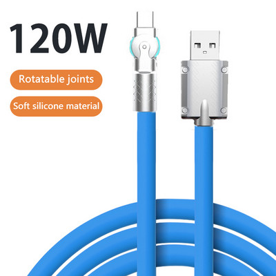 180° rotirajući 120W super brzi kabel za punjenje od tekućeg silikona za Huawei Xiaomi Samsung iPhone mobilni kabel za punjenje za igre