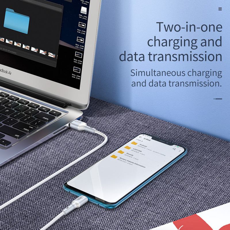 HOCO USB tipo C laidas 3A USB C laidas greito įkrovimo duomenų kabelis Micro USB įkroviklio laidas, skirtas Samsung Galaxy S20 S21 Plus Xiaomi 11