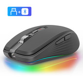 Eredeti FMOUSE M303 vezeték nélküli egér Type-C Bluetooth&2.4G kettős üzemmódú újratölthető RGB egér USB vevő 4 DPI állítható hangerővel