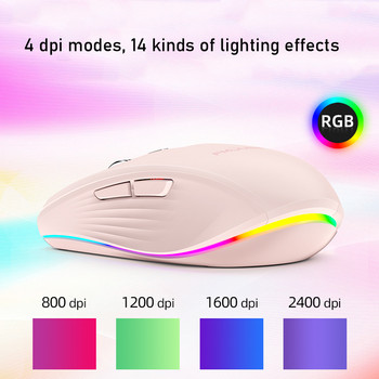 Γνήσιο FMOUSE M303 Ασύρματο ποντίκι Type-C Bluetooth&2.4G Διπλή λειτουργία Επαναφορτιζόμενο ποντίκι RGB Δέκτης USB 4 DPI Ρυθμιζόμενη ένταση ήχου