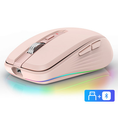 Eredeti FMOUSE M303 vezeték nélküli egér Type-C Bluetooth&2.4G kettős üzemmódú újratölthető RGB egér USB vevő 4 DPI állítható hangerővel