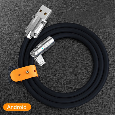 Usb Type-C 120W 6A ülikiire laadimiskaabel 180 kraadi pöörleva küünarnuki tsingisulamist mängulaadimiskaabel Samsung Huawei Xiaomi jaoks