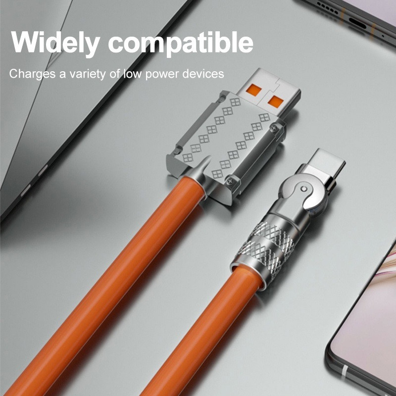 Usb Type-C 120W 6A ülikiire laadimiskaabel 180 kraadi pöörleva küünarnuki tsingisulamist mängulaadimiskaabel Samsung Huawei Xiaomi jaoks
