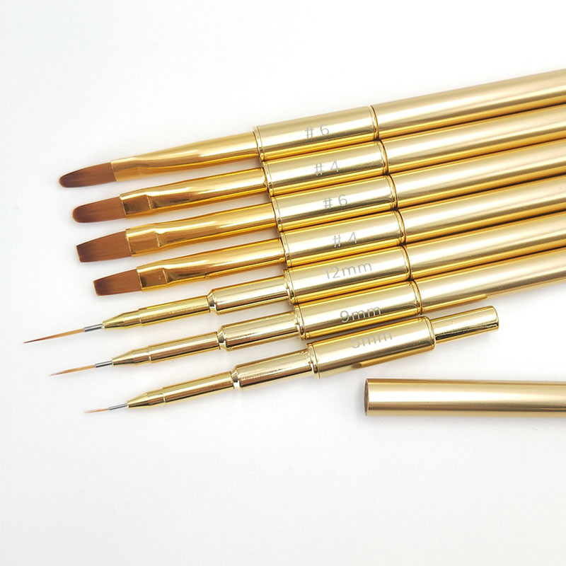 Επαγγελματικό ακρυλικό 3D σετ πινέλων Nail Art Liner Set Εργαλεία μανικιούρ Γραμμές ρίγες Detailer στυλό ζωγραφική Σχέδιο DIY πινέλα Χρυσό