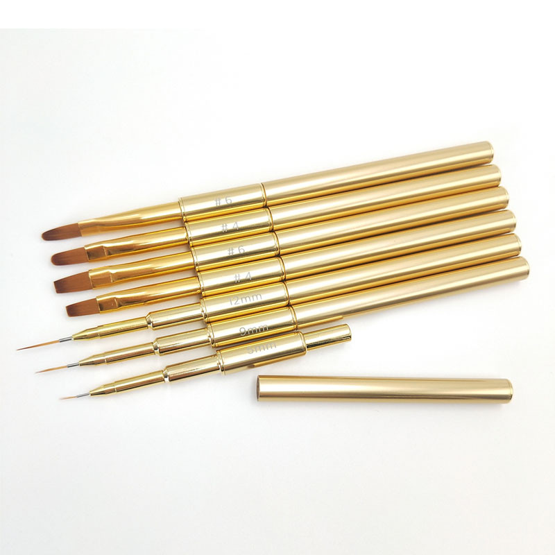 Επαγγελματικό ακρυλικό 3D σετ πινέλων Nail Art Liner Set Εργαλεία μανικιούρ Γραμμές ρίγες Detailer στυλό ζωγραφική Σχέδιο DIY πινέλα Χρυσό