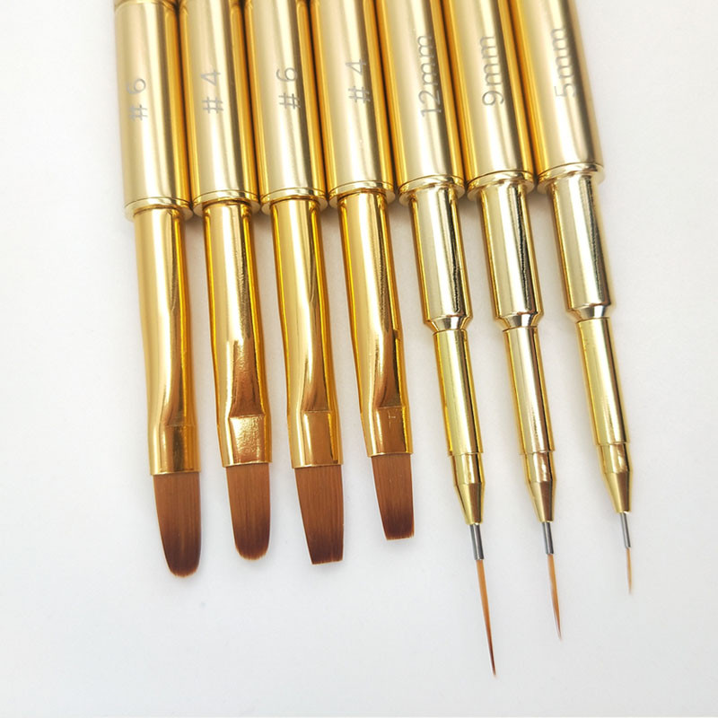 Επαγγελματικό ακρυλικό 3D σετ πινέλων Nail Art Liner Set Εργαλεία μανικιούρ Γραμμές ρίγες Detailer στυλό ζωγραφική Σχέδιο DIY πινέλα Χρυσό