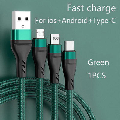 TULONG 6A Super brzo punjenje 3n1 USB kabel za punjenje Najlonski pleteni podatkovni kabel One Drag Three Apple TYPE-C Huawei Android Universal