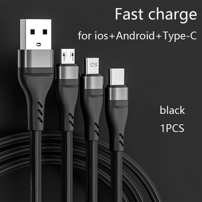 TULONG 6A Super brzo punjenje 3n1 USB kabel za punjenje Najlonski pleteni podatkovni kabel One Drag Three Apple TYPE-C Huawei Android Universal