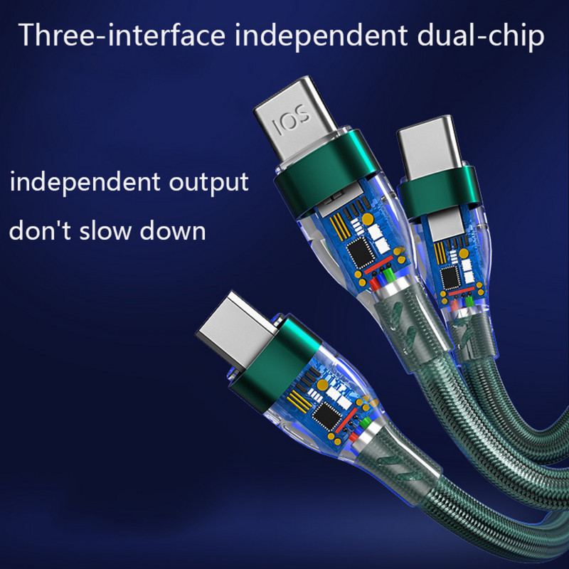 TULONG 6A Super brzo punjenje 3n1 USB kabel za punjenje Najlonski pleteni podatkovni kabel One Drag Three Apple TYPE-C Huawei Android Universal