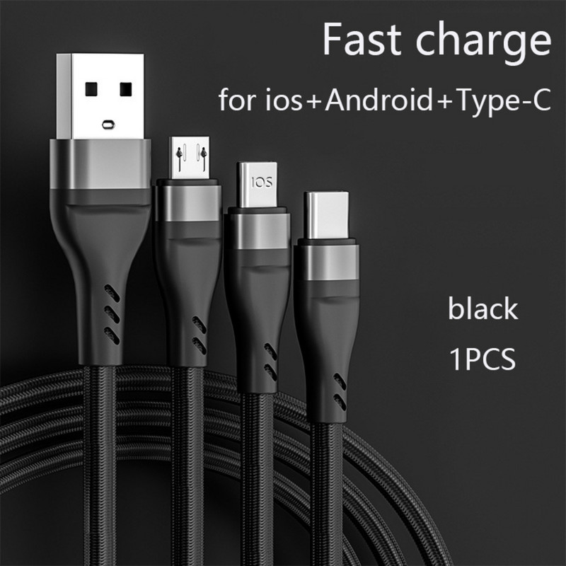 TULONG 6A Super brzo punjenje 3n1 USB kabel za punjenje Najlonski pleteni podatkovni kabel One Drag Three Apple TYPE-C Huawei Android Universal