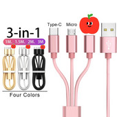 null 3 u 1 Kabel usb c Tip c Za Android Apple Realme Huawei Xiaomi Telefon Punjenje mobitela Jedno povlačenje Tri podatkovne linije 1m 2m 3m