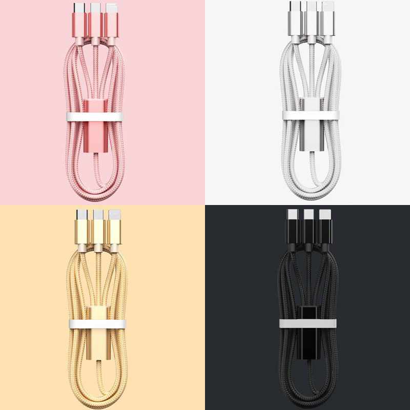 null 3 u 1 Kabel usb c Tip c Za Android Apple Realme Huawei Xiaomi Telefon Punjenje mobitela Jedno povlačenje Tri podatkovne linije 1m 2m 3m