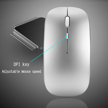 Ασύρματο επαναφορτιζόμενο ποντίκι 2.4G Super Slim Silent Mouse Εργονομικά ποντίκια παιχνιδιών Φορητά φορητά φορητά γραφείο οπτικών ινών για φορητό υπολογιστή