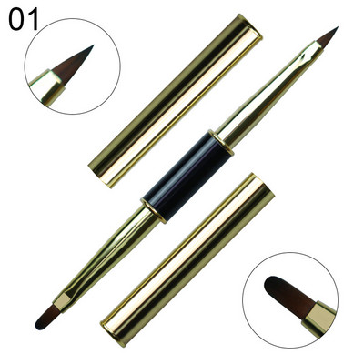 1 db Duplafejű Nail Art Stripes Lines Liner DIY festőecset folyékony púder akril UV gél hosszabbító rajztoll