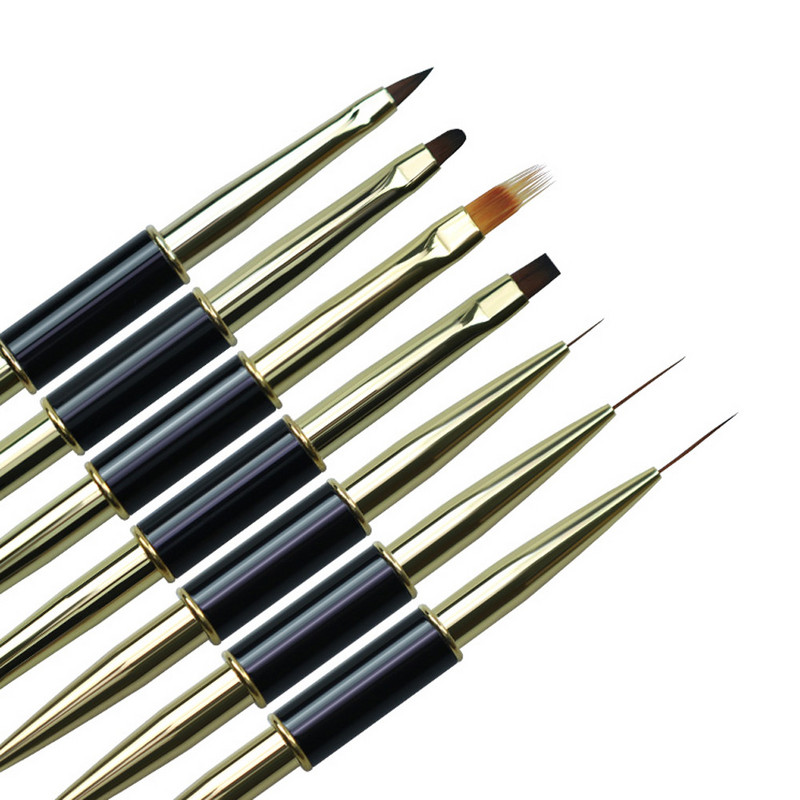 1 db Duplafejű Nail Art Stripes Lines Liner DIY festőecset folyékony púder akril UV gél hosszabbító rajztoll