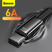 Baseus 6A USB Type C kábel Gyorstöltés Huawei Mate 40 P40 Samsung 66W 5A SCP FCP USB C gyorstöltő adatkábel Xiaomihoz