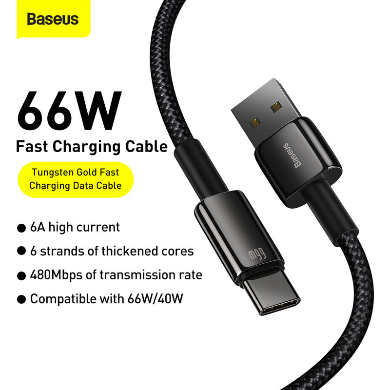 Baseus 6A USB Type C kábel Gyorstöltés Huawei Mate 40 P40 Samsung 66W 5A SCP FCP USB C gyorstöltő adatkábel Xiaomihoz