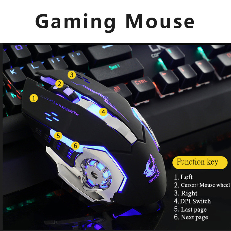 Mouse pentru jocuri cu fir USB 2000-4000 DPI LED optic USB pentru computer Mouse fără fir pentru jocuri Mouse cu fir Mouse silențios pentru PC laptop