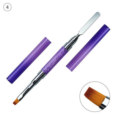 4 stiluri dublă parte perie pentru arta unghiilor spatulă poli gel pentru unghii stilou manichiură vârf extensie acrilic constructor accesoriu tijă instrument