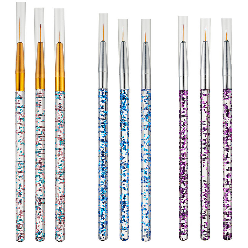 3db/készlet Nail Art Rajz Bélés Pen Nail Art Akril UV Gél Hosszabbító Ecset Csíkok Virág Barkács Design Rajz Liner Toll Manikűr