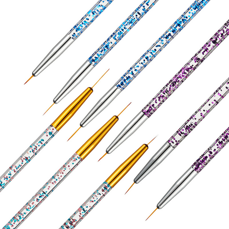 3db/készlet Nail Art Rajz Bélés Pen Nail Art Akril UV Gél Hosszabbító Ecset Csíkok Virág Barkács Design Rajz Liner Toll Manikűr